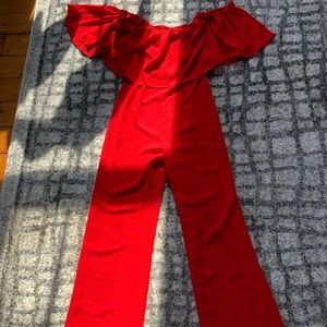 Red Ruffle Top Jumpsuit